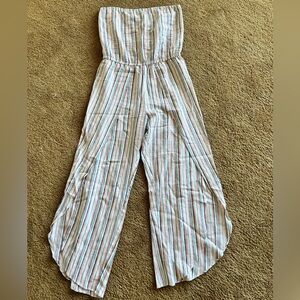 NWT DREW Pastel Striped Romper with split leg detail